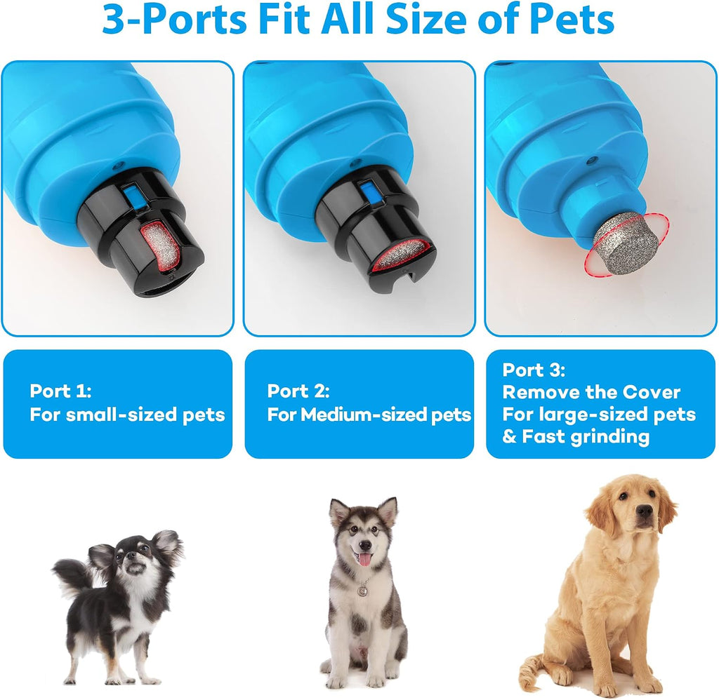 Dog Nail Grinder with 2 LED Light - New Version 2-Speed Powerful Electric Pet Nail Trimmer Professional Quiet Painless Paws Grooming & Smoothing for Small Medium Large Dogs(Bright Blue)