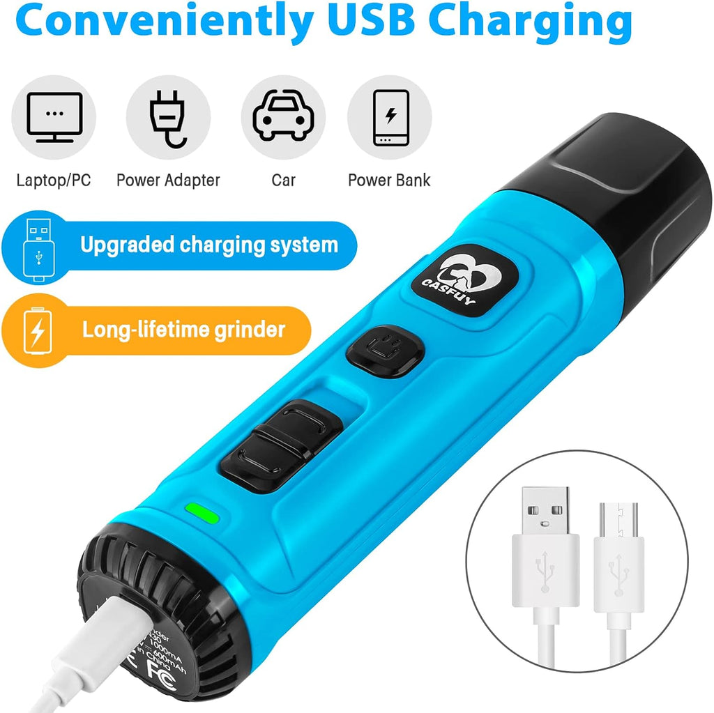 Dog Nail Grinder with 2 LED Light - New Version 2-Speed Powerful Electric Pet Nail Trimmer Professional Quiet Painless Paws Grooming & Smoothing for Small Medium Large Dogs(Bright Blue)