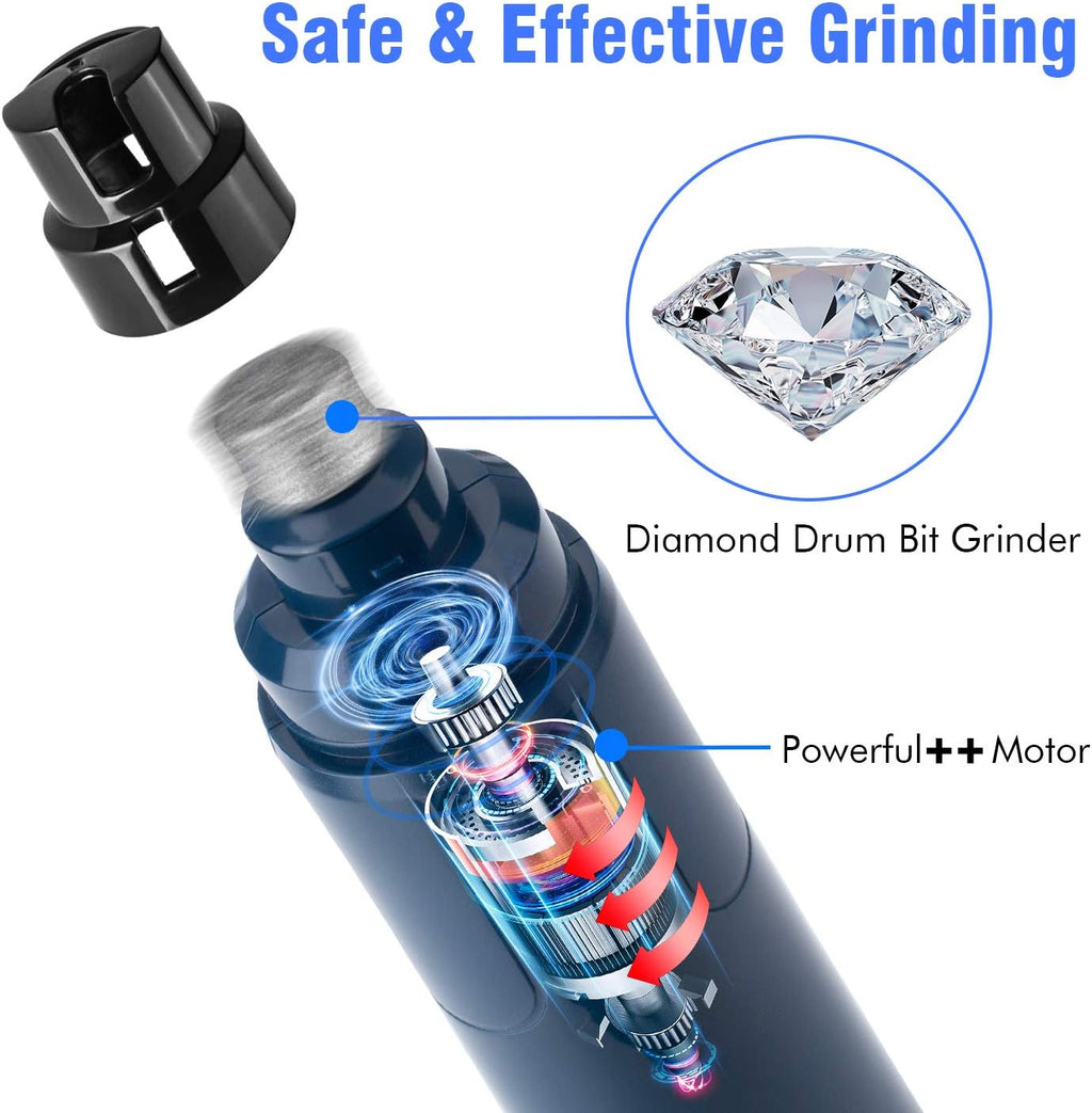 Dog Nail Grinder with LED Light - Upgraded 2-Speed Electric Pet Nail Trimmer Powerful Painless Paws Grooming & Smoothing for Small Medium Large Dogs & Cats (Dark Blue)
