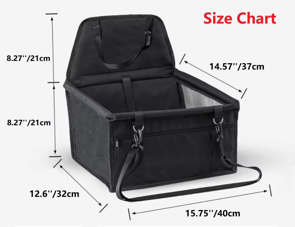 Pet Dog Cat Car Seat Booster for Small & Medium Pets, Portable Breathable Foldable Pet Carrier Seat Safety Anti-Collapse for Travel with Seat Belt, Gray Printed