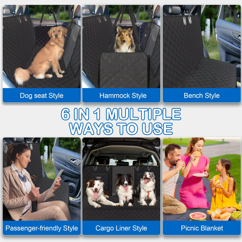Dog Car Seat Cover for Back Seat, Waterproof Car Seat Protector for Dogs with Side Flaps, Scratchproof Dog Backseat Cover, Durable Nonslip Dog Hammock for Sedans, Trucks, Suvs, Standard