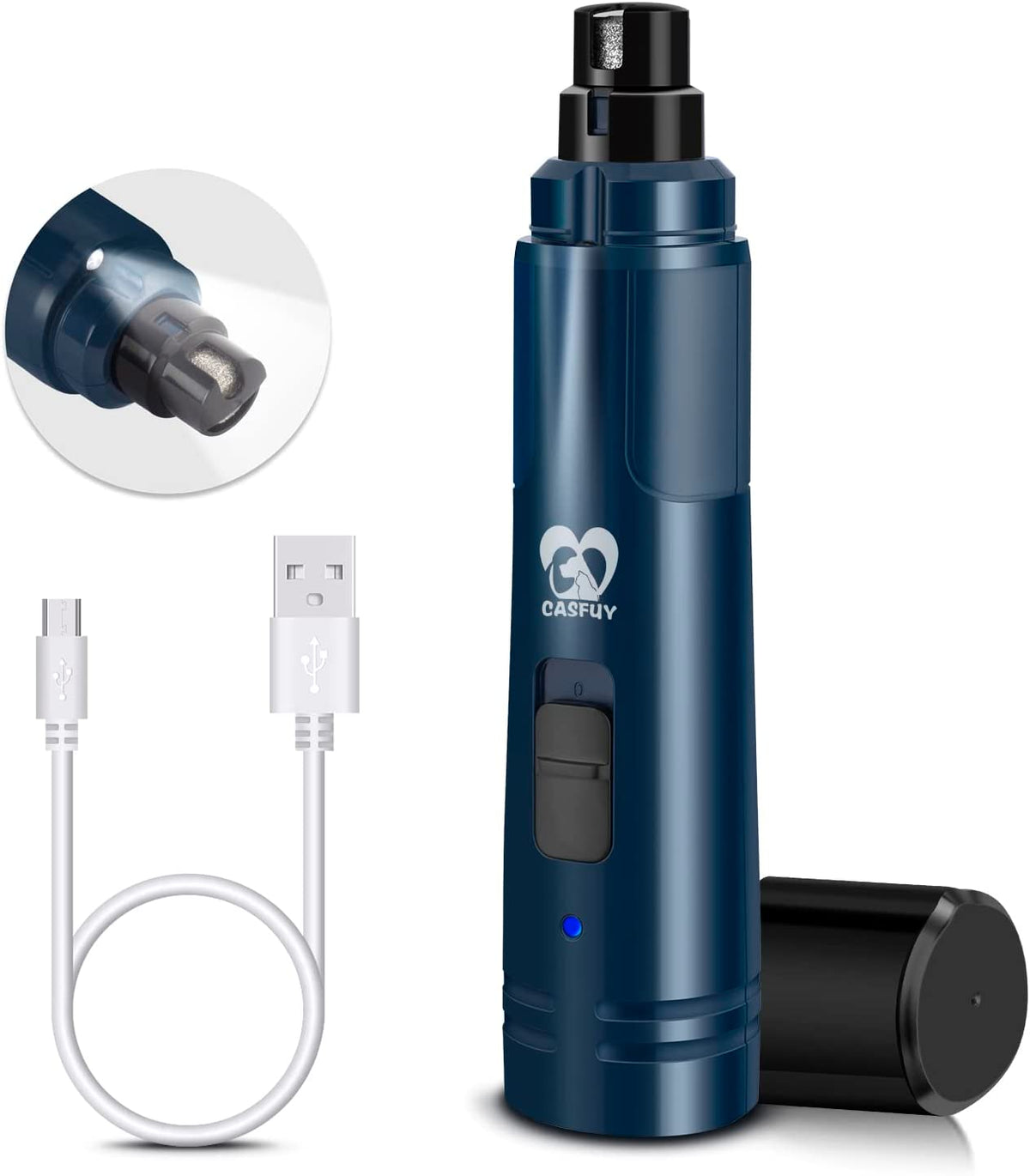 Dog Nail Grinder with LED Light - Upgraded 2-Speed Electric Pet Nail Trimmer Powerful Painless Paws Grooming & Smoothing for Small Medium Large Dogs & Cats (Dark Blue)